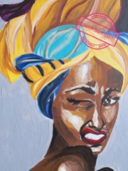 Femme grimaçante, African Queen, peinture Acrylique sur toile, Anouk Sarr