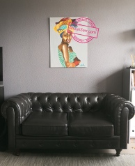 Femme grimaçante, African Queen, peinture Acrylique sur toile, Anouk Sarr