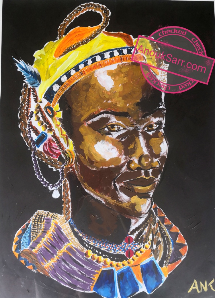 African Queen, acrylique sur papier, 47x65 Anouk Sarr, 2018