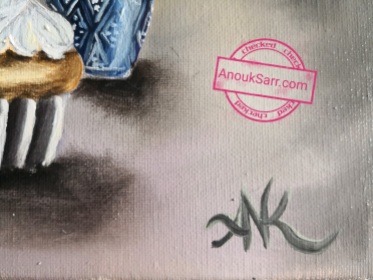 Nature morte au thé à la menthe, peinture à l'huile sur toile, 46x55cm, Anouk Sarr 2018