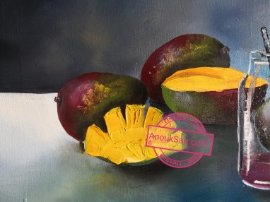 Nature morte aux mangues Anouk Sarr peinture à l'huile Bissap Sénégal